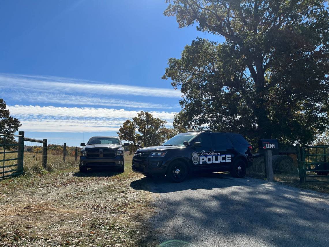 The Bardstown Police Department blocks off access to a farm owned by the Houck family in Bardstown, Ky. The FBI was on the scene conducting a search in connection to the disappearance of Crystal Rogers.