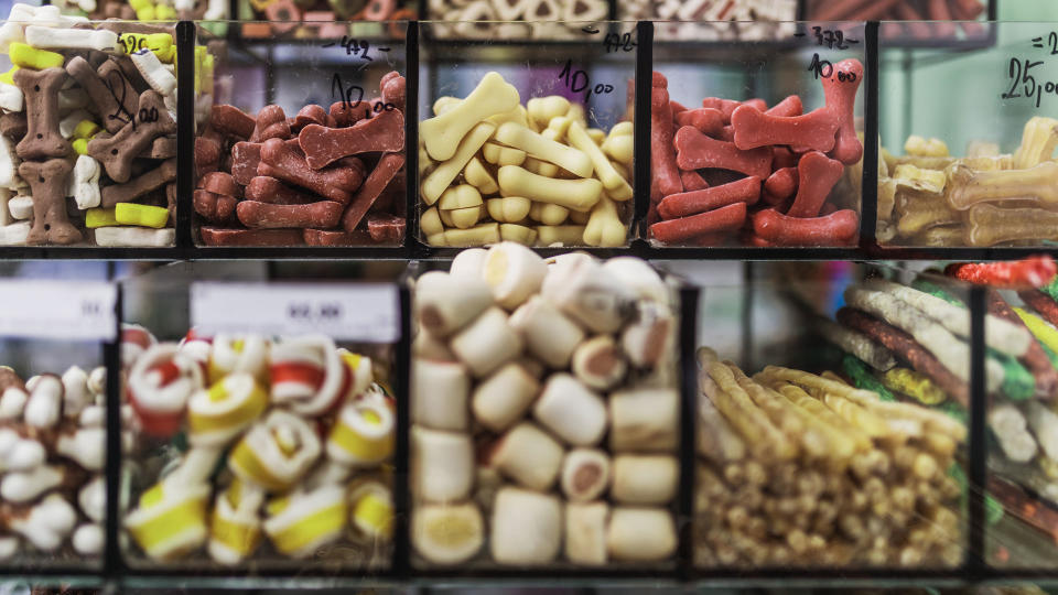 Dog treats in a shop