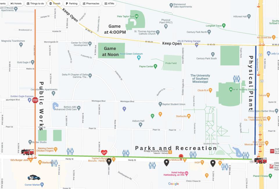 Map of Caerus Mardi Gras Parade route