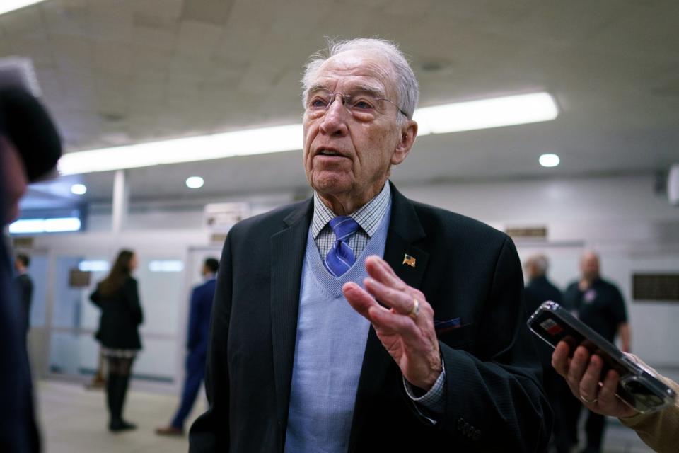 Republican senator from Iowa Chuck Grassley at the US Capitol in Washington, DC on 10 January 2024 (EPA)