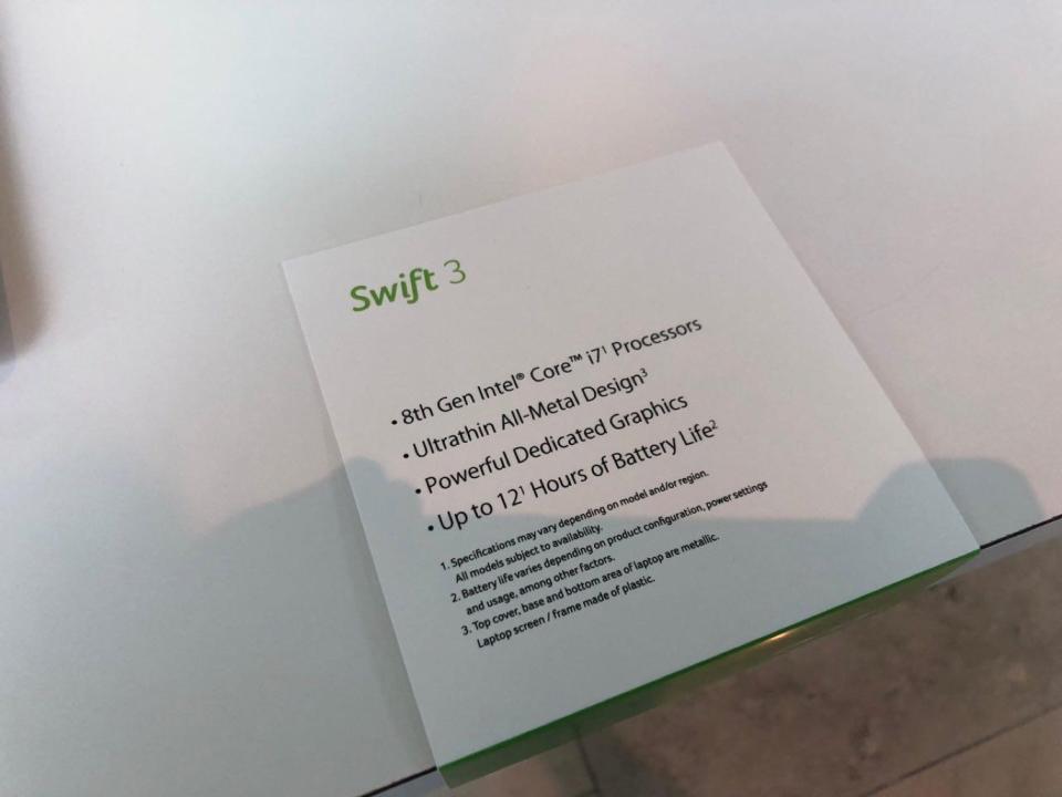 <p>El nuevo portátil con Windows 10 de Acer es el Swift 3 </p>