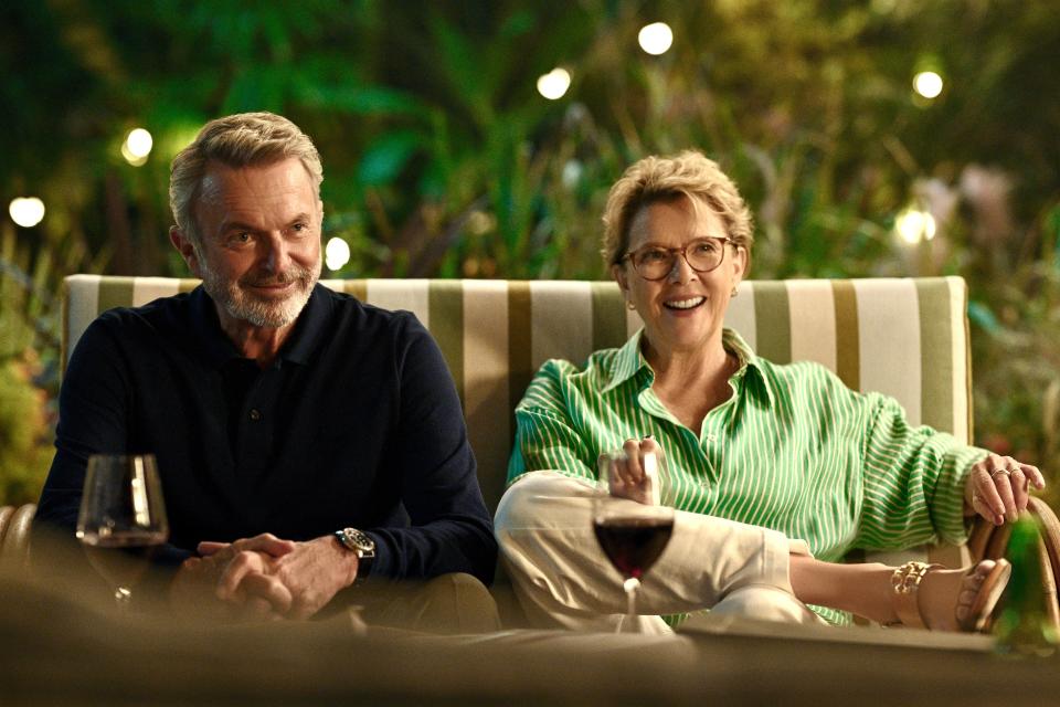 Sam Neill as Stan, and Annette Bening as Joy in Apples Never Fall.