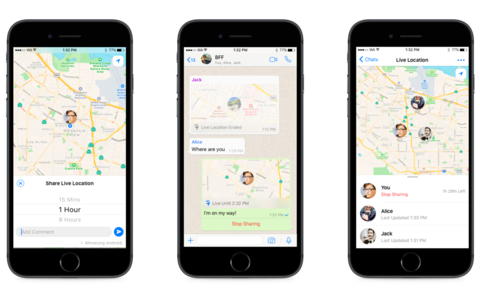 WhatsApp's new live location feature - Credit: WhatsApp 