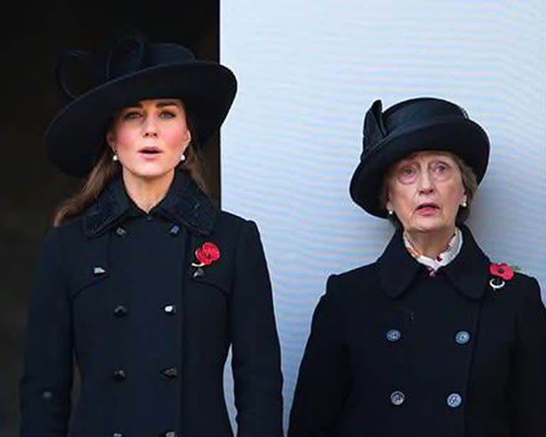 Susan Hussey junto a la princesa Kate, la mujer de Guillermo