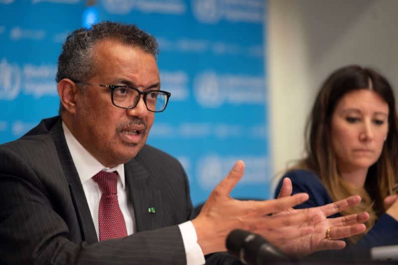 FILE PHOTO: Director-General of WHO Tedros attends news conference in Geneva