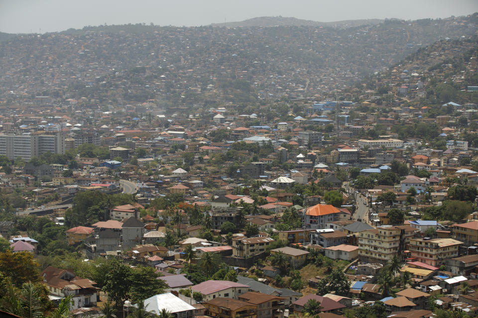 View of Freetown, Sierra Leone, Sunday, April 28, 2024. Sierra Leone declared a war on the cheap synthetic drug, calling it an epidemic and a national threat. The drug is ravaging youth, and healthcare services are severely limited. (AP Photo/ Misper Apawu)