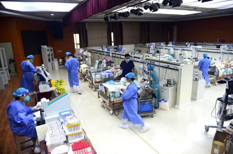 FILE PHOTO: ICU converted from a conference room at a hospital in Cangzhou