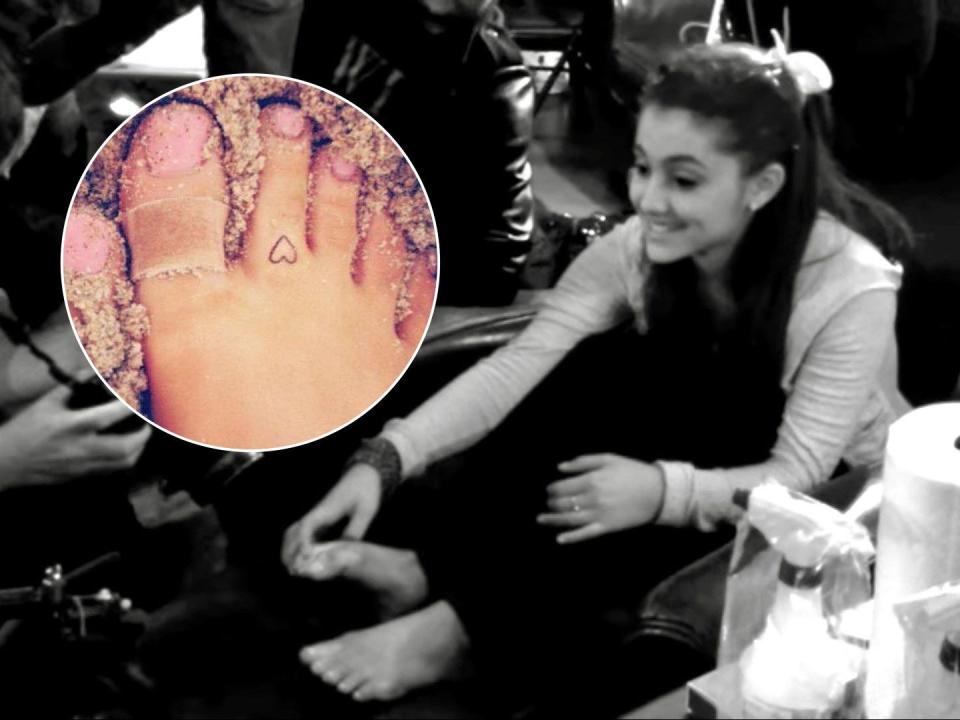 ariana grande heart tattoo toe