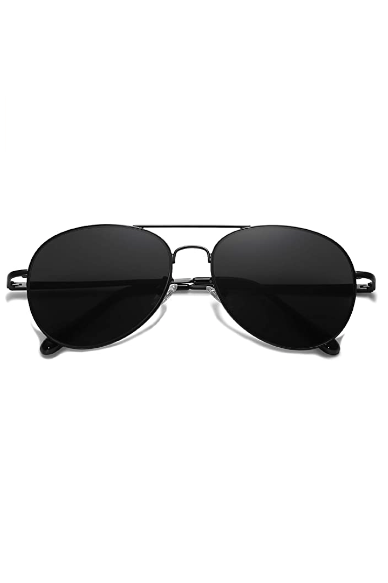 9) Classic Aviator Mirrored Flat Lens Sunglasses