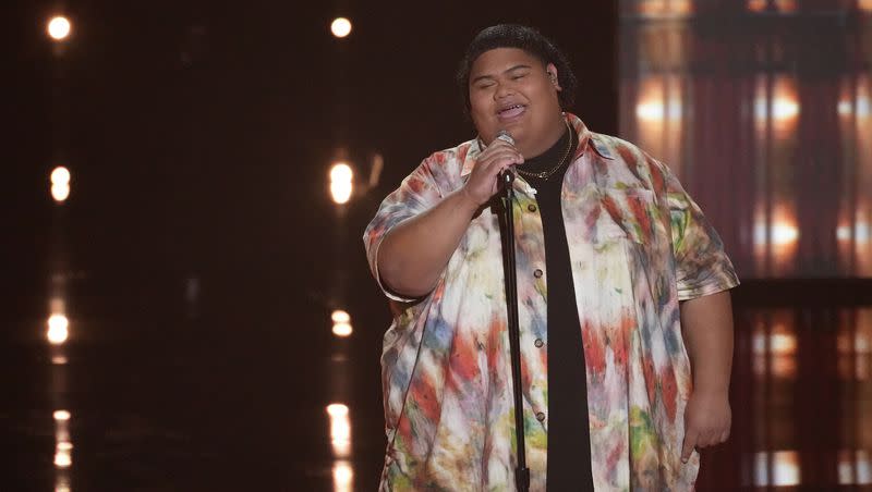 Iam Tongi performs on “American Idol.” Tongi is one of 10 singers remaining in the competition.