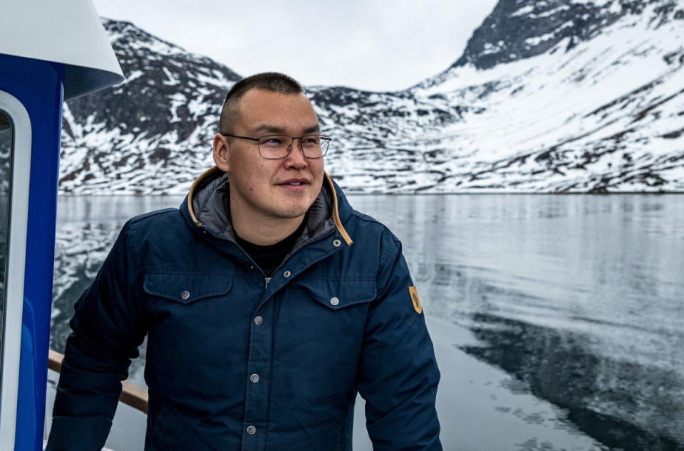 Ivik is our captain, he's taking us to the camp in a fjord about one hour from Nuuk.<p>Photo: Aurelie Gonin</p>
