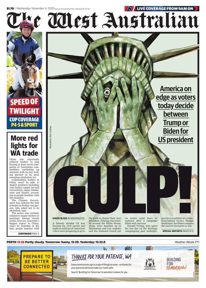 World newspaper front pages from Nov. 4, 2020