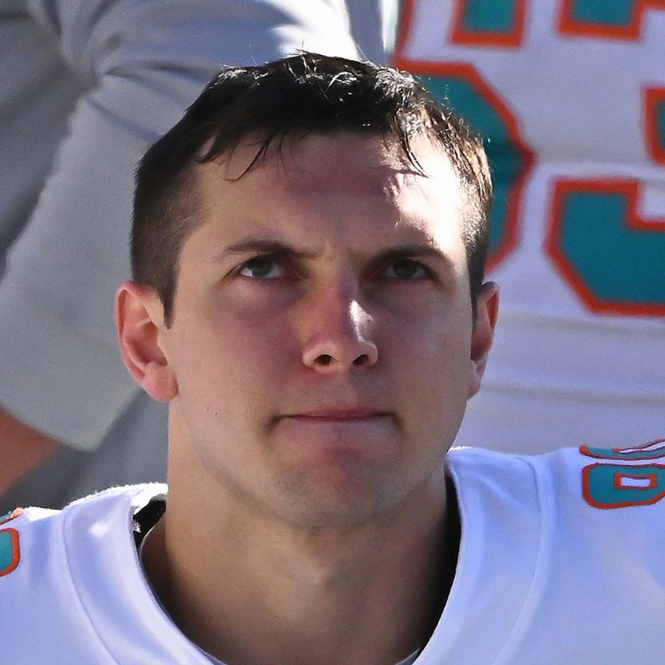 Nov 6, 2022; Chicago, Illinois, USA; Miami Dolphins tight end Tanner Conner (80) during a game against the Chicago Bears at Soldier Field. Miami defeated Chicago 35-32. Mandatory Credit: Jamie Sabau-USA TODAY Sports