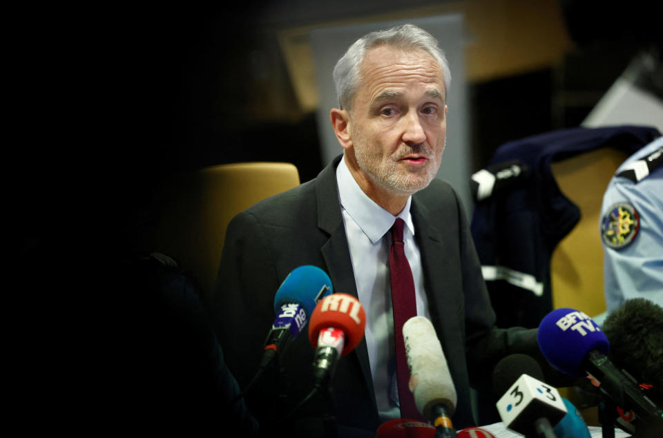 Deputy prosecutor Antoine Leroy speaks during a press conference on Friday. / Credit: STEPHANE MAHE / REUTERS