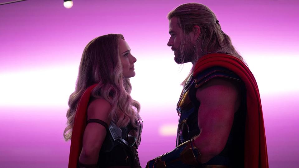 Natalie Portman and Chris Hemsworth in Thor: Love and Thunder<span class="copyright">Courtesy of Disney</span>