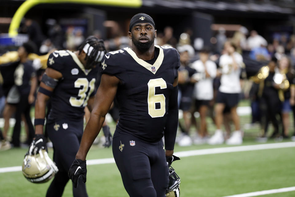 Marcus Maye pleaded no contest in August to a DUI charge from 2021. (AP Photo/Tyler Kaufman)