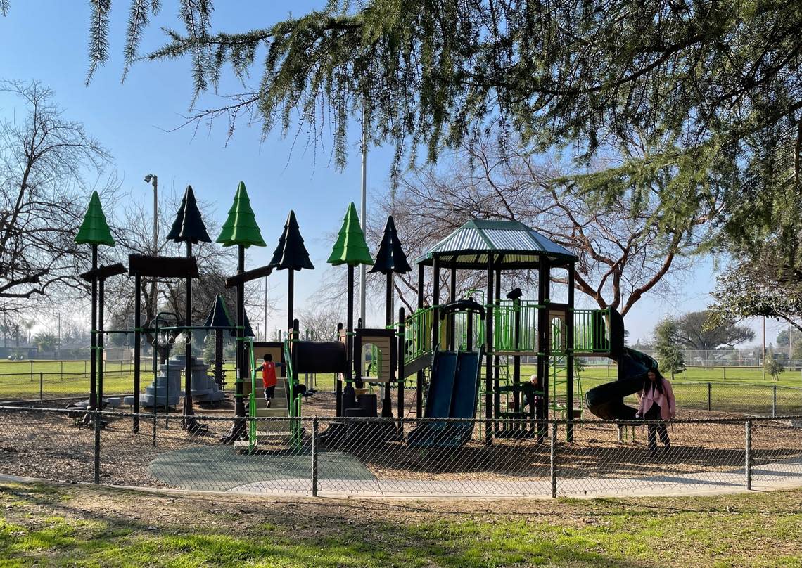 Fresno city leaders launch the Youth Sports Fee Waiver Program on Jan. 23, 2023 at Einstein Park. The program will use $300,000 of Measure P funds to reduce city-sponsored sports fees for eligible children. Children will also receive a Welcome Kit, equipment, and access to Fresno State collegiate tickets.