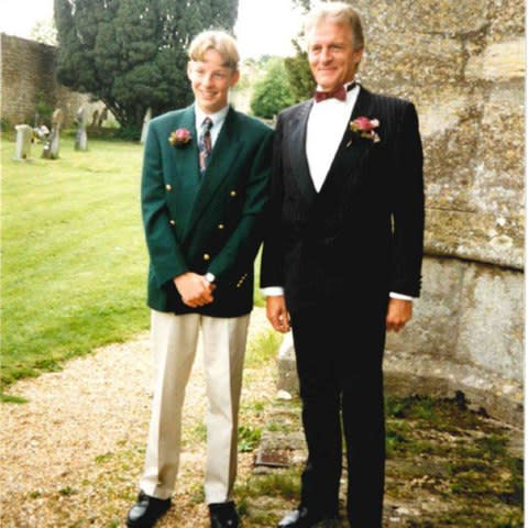 Jenson Button at his father's side, on the latter's wedding day - Credit: Jenson Button