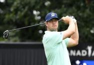 Jul 27, 2017; Oakville, Ontario, CAN; Hudson Swafford hits his tee shot from the tenth tee during the first round of the RBC Canadian Open golf tournament at Glen Abbey Golf Club. Mandatory Credit: Eric Bolte-USA TODAY Sports