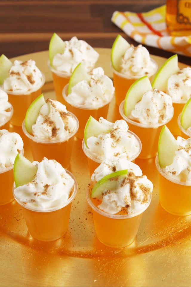 <p>Apple cider is great and all, but we'd so much rather have ours spiked with booze and topped with whipped cream. Seriously—you've never seen cider like this before.</p><p>Get the recipe from <a href="https://www.delish.com/cooking/recipe-ideas/recipes/a55238/fireball-cider-jell-o-shots-recipe/" rel="nofollow noopener" target="_blank" data-ylk="slk:Delish;elm:context_link;itc:0;sec:content-canvas" class="link ">Delish</a>.<br></p>