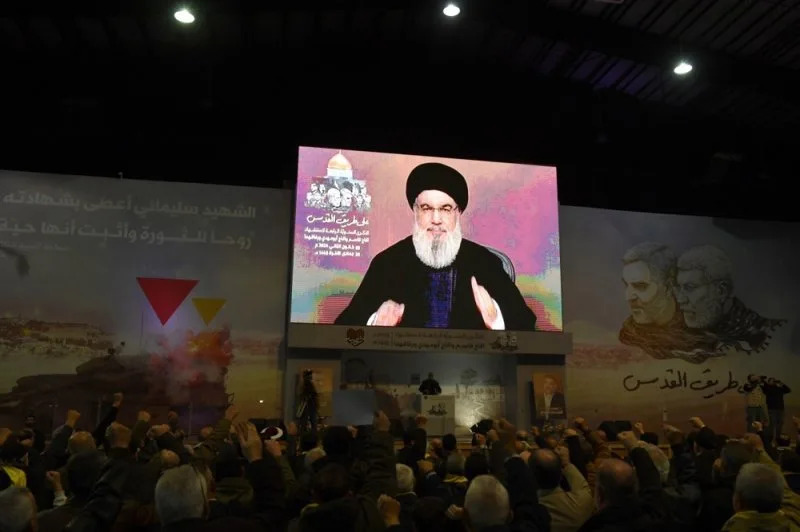 The U.S. Treasury Department said Wednesday new sanctions are being imposed on three companies and one person for allegedly financially supporting Hezbollah and the Iranian Islamic Revolutionary Guards Corps Quds Force. Shown is a televised appearance of Hezbollah secretary general Hasan Nasrallah Jan. 3 on a screen in Beirut, Lebanon. Photo by Abbas Salman/EPA-EFE