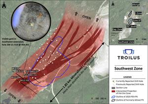 Plan View Map of Southwest Zone with Location of New Drill Results