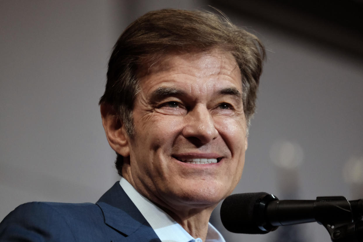 FILE: Pennsylvania GOP Senate candidate and former TV personality Dr. Mehmet Oz speaks before an appearance by former President Donald Trump on Sept. 3, 2022 in Wilkes-Barre, Pennsylvania.  / Credit: Spencer Platt / Getty Images