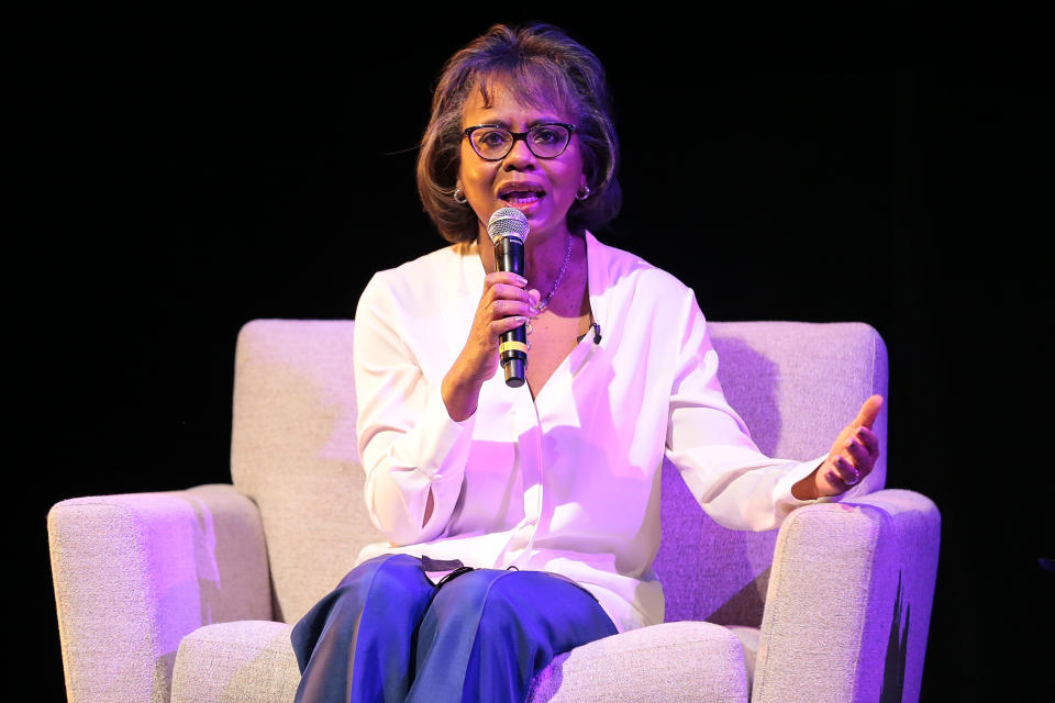 LOS ANGELES, CALIFORNIA - OCTOBER 16: Anita Hill attends Keynote Conversation With Professor Anita Hill co-hosted by The Meteor and USC Visions & Voices at the Bing Theatre, University of Southern California on October 16, 2021 in Los Angeles, California. (Photo by Leon Bennett/Getty Images)