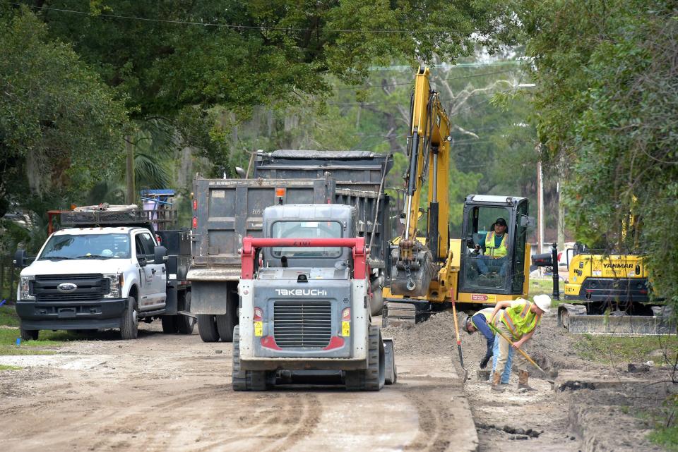 Crews install new water and sewer lines along Grant Avenue in the Christobel community off Rowe Avenue West on Jacksonville's Northside in 2021.