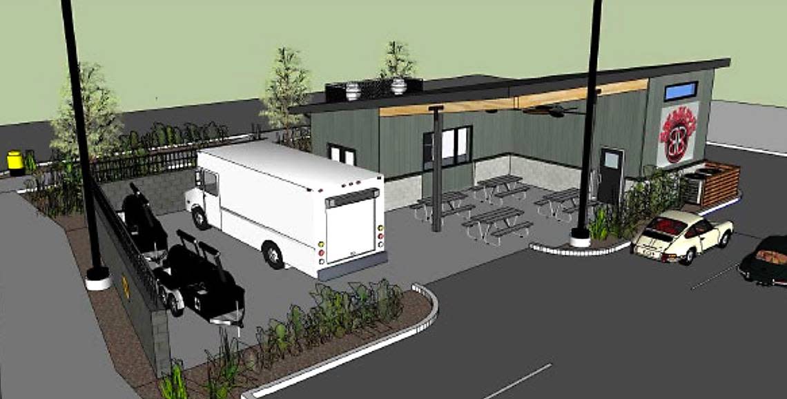 An artist rendering shows the new buidling Swampy’s BBQ Sauce & Eatery is constructing to accommodate his popular food truck and smoker operations in Kennewick.