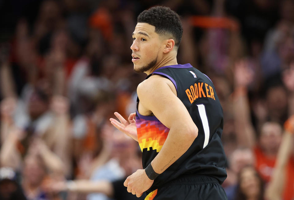 Phoenix Suns guard Devin Booker made the All-NBA first team and finished fourth in MVP voting this past season. (Christian Petersen/Getty Images)