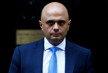 FILE PHOTO: Britain's Home Secretary Sajid Javid leaves 10 Downing Street in London, Britain, October 22, 2018. REUTERS/Henry Nicholls/File Photo