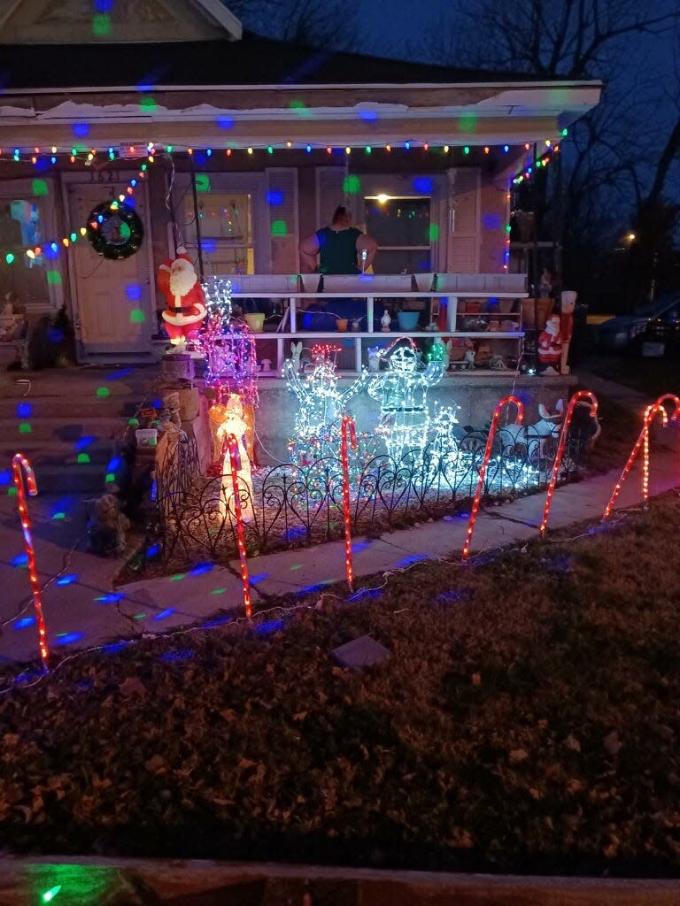 Darren Vodopich's display includes dozens of inflatables.