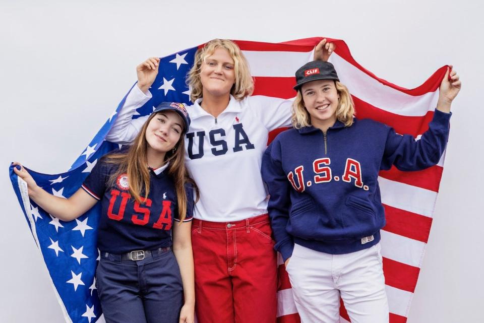 (From L to R) Brighton Zeuner, Bryce Wettstein and Jordyn Barratt make up the Team USA Olympic park team for skateboarding. Zeuner and Wettstein have been friends since they were 9-years-old.