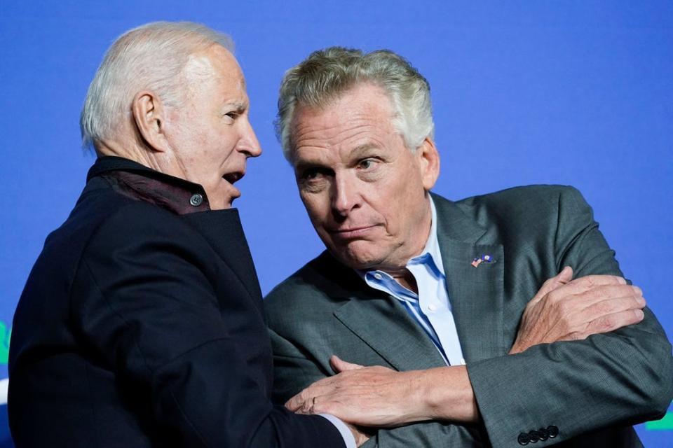 Biden and McAuliffe. (Copyright 2021 The Associated Press. All rights reserved.)