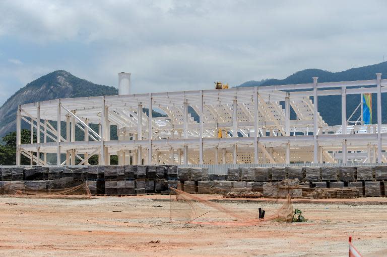 View of a building under construction in Rio de Janeiro, Brazil, on December 19, 2014