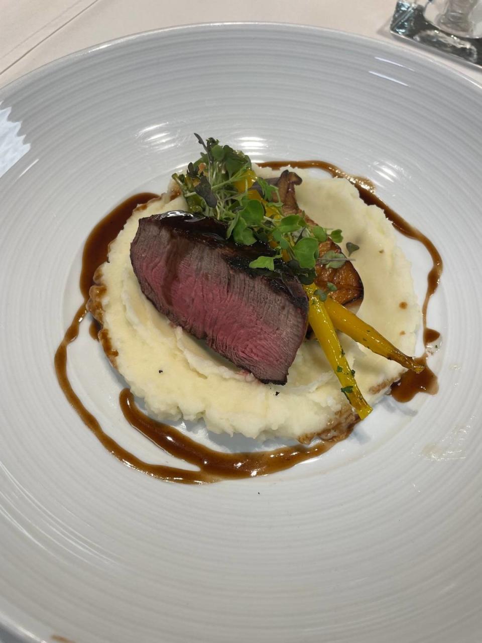 The Brown Hotel Chef’s Table special dinner menu included Center Cut Filet Mignon in a recent preview. Provided