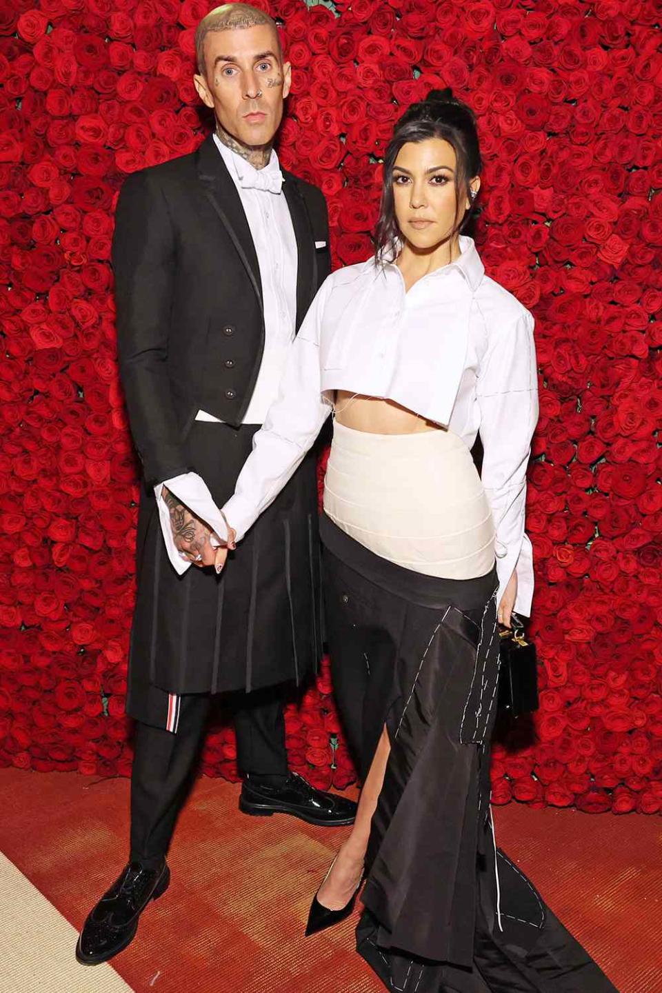 NEW YORK, NEW YORK - MAY 02: (Exclusive Coverage) (L-R) Travis Barker and Kourtney Kardashian attend The 2022 Met Gala Celebrating "In America: An Anthology of Fashion" at The Metropolitan Museum of Art on May 02, 2022 in New York City. (Photo by Cindy Ord/MG22/Getty Images for The Met Museum/Vogue )