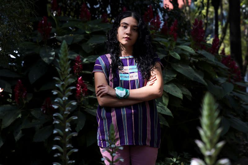 FILE PHOTO: Pro-abortion activist Lupita Ruiz poses for a photo during an interview with Reuters, in Mexico City