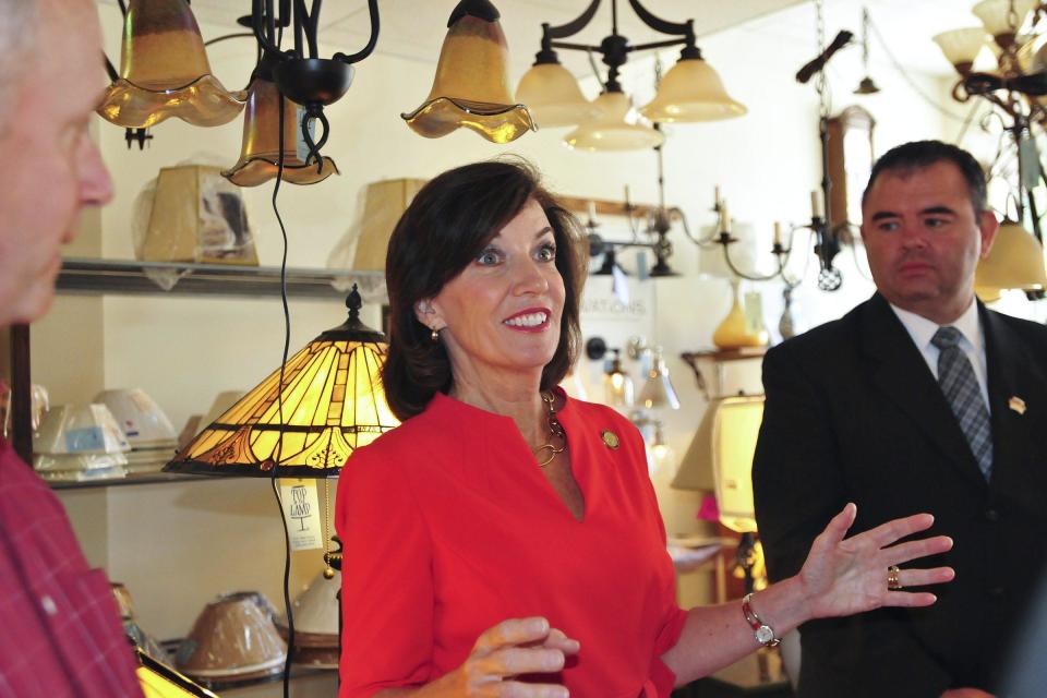 Lt. Governor Kathy Hochul is seen during a 2015 visit to Victor, when she visited small businesses and met with town and village officials.