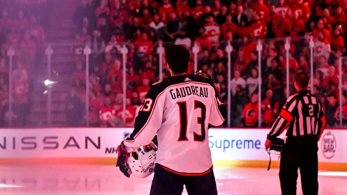 Johnny Gaudreau was welcomed back to the Calgary with an endless stream of boos as the Flames edged the Columbus Blue Jackets in overtime. (Getty Images)