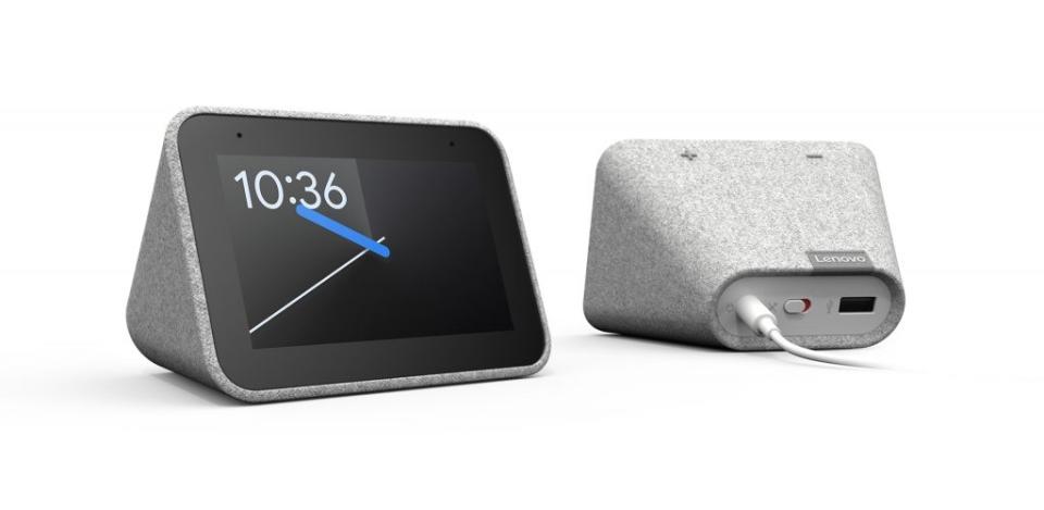 The Smart Clock has a cloth body that helps it blend into your bedroom. (Image: Lenovo)