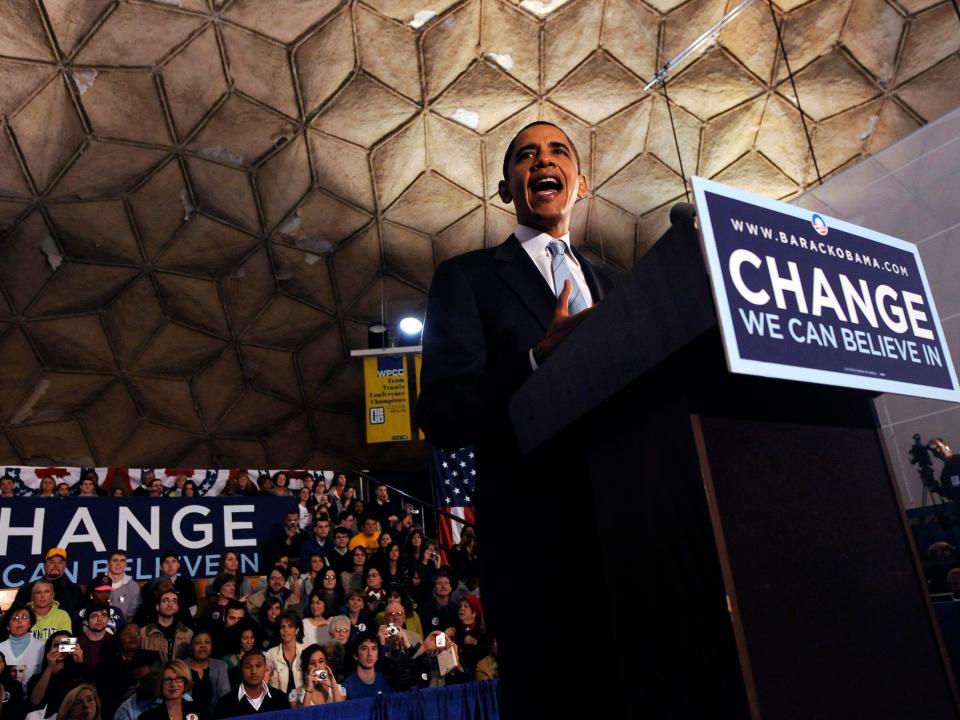 Barack Obama campaigns in Pennsylvania in 2008.