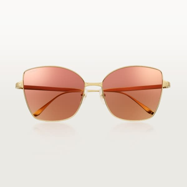 Santos de Cartier sunglasses Smooth and brushed golden-finish metal, graduated burgundy lenses with pink flash