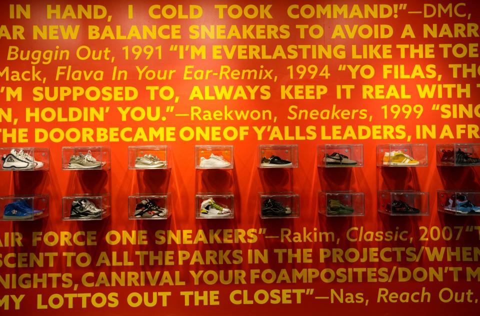 The exhibit, "From the Feet Up: 50 Years of Beats & Sneaks", opens, at Mana Contemporary, in Jersey City, this weekend.  Monday, April 24, 2023