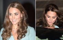 <p>Kate jazzed up her pale blue gown in 2014 with a matching diamond set by jeweller Monica Vinader. The necklace cost £1,950 while the chandelier earrings are worth £745.<br><i>[Photo: PA]</i> </p>
