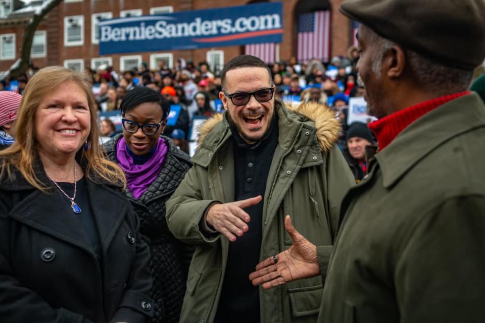 <div class="inline-image__caption"><p>"Shaun King, center, at Sen. Bernie Sanders (I-Vt.) Brooklyn College event."</p></div> <div class="inline-image__credit">Michael Nigro/Pacific Press/Alamy</div>