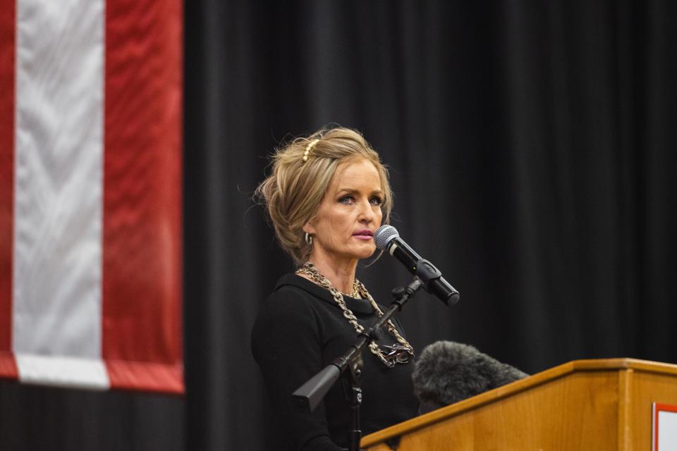 Utah Congressional 2nd District candidate Kathleen Anderson speaks during the Utah Republican Party’s special election at Delta High School in Delta on June 24, 2023. | Ryan Sun, Deseret News