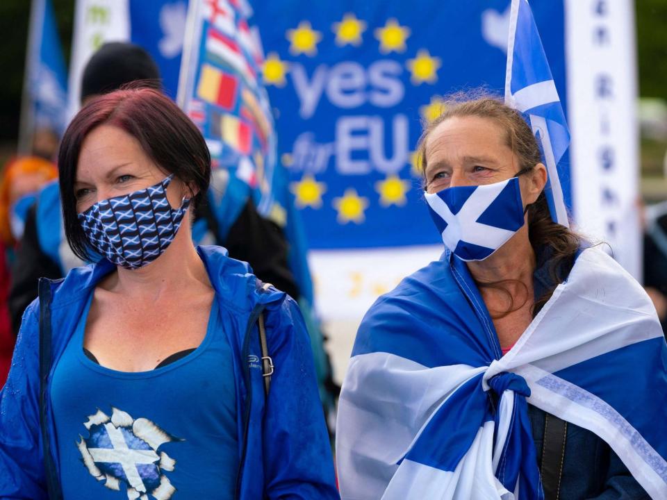 Pro-independence demonstration outside Scottish Parliament in July 2020: Alamy Live News