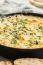 <p>When hosting a party, a hot and cheesy dip is absolutely necessary in our opinion. This one's classy AF but comes together in just 35 minutes—which is no time at all considering the biggest hunk of time is dedicated to the skillet baking and you relaxing. </p><p>Get the <a href="http://www.delish.com/uk/cooking/recipes/a32978145/crab-artichoke-dip-recipe/" rel="nofollow noopener" target="_blank" data-ylk="slk:Crab Artichoke Dip;elm:context_link;itc:0;sec:content-canvas" class="link ">Crab Artichoke Dip</a> recipe.</p>